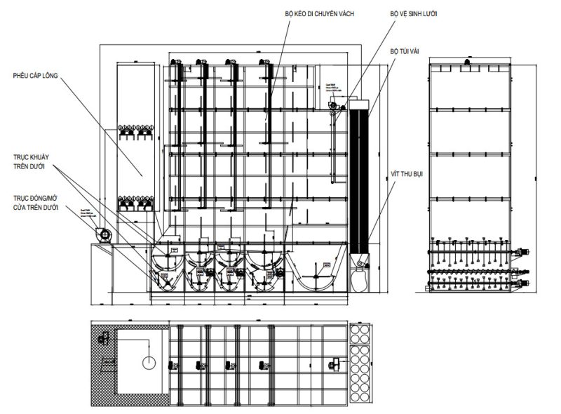 Bản vẽ chế tạo máy 1 buồng Lông vũ