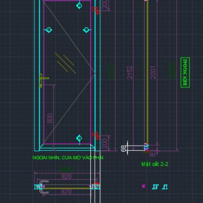 Bản vẽ Cad cửa đi nhôm xingfa hệ 55