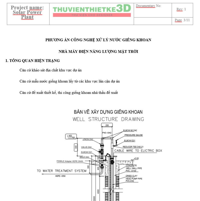 Thuyết minh hệ thống lọc nước rửa pin cho dự án năng lượng mặt trời